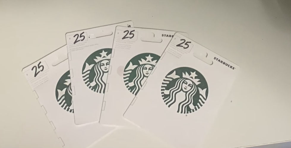 4 $25 Starbucks Cards